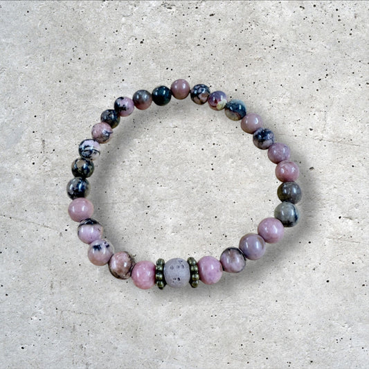 Pink and Gray Marble Beaded Bracelet