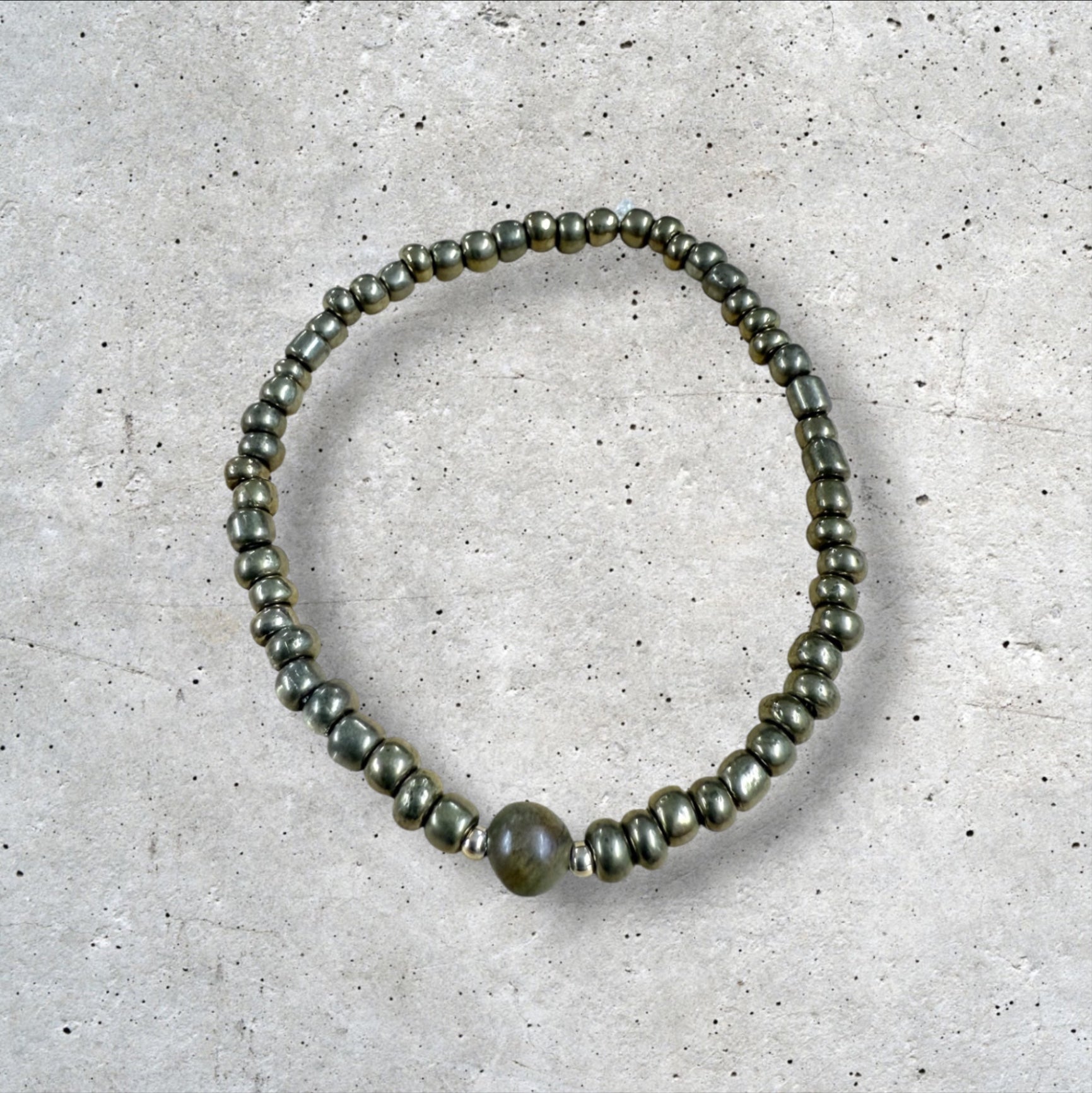 Grayish Green Seed Bead Bracelet
