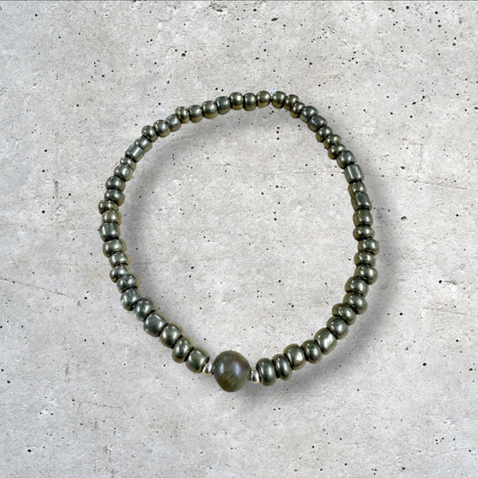Grayish Green Seed Bead Bracelet
