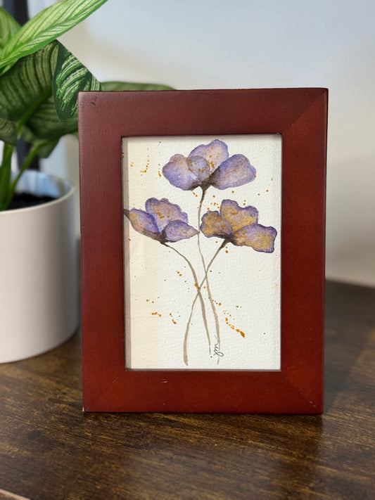 Purple Flower Watercolor Framed Painting