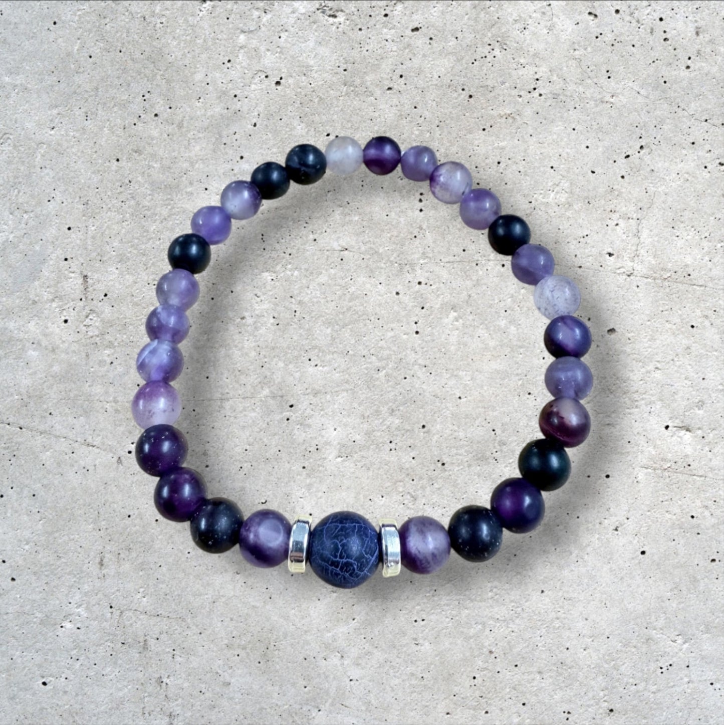 Purple and Black Beaded Bracelet
