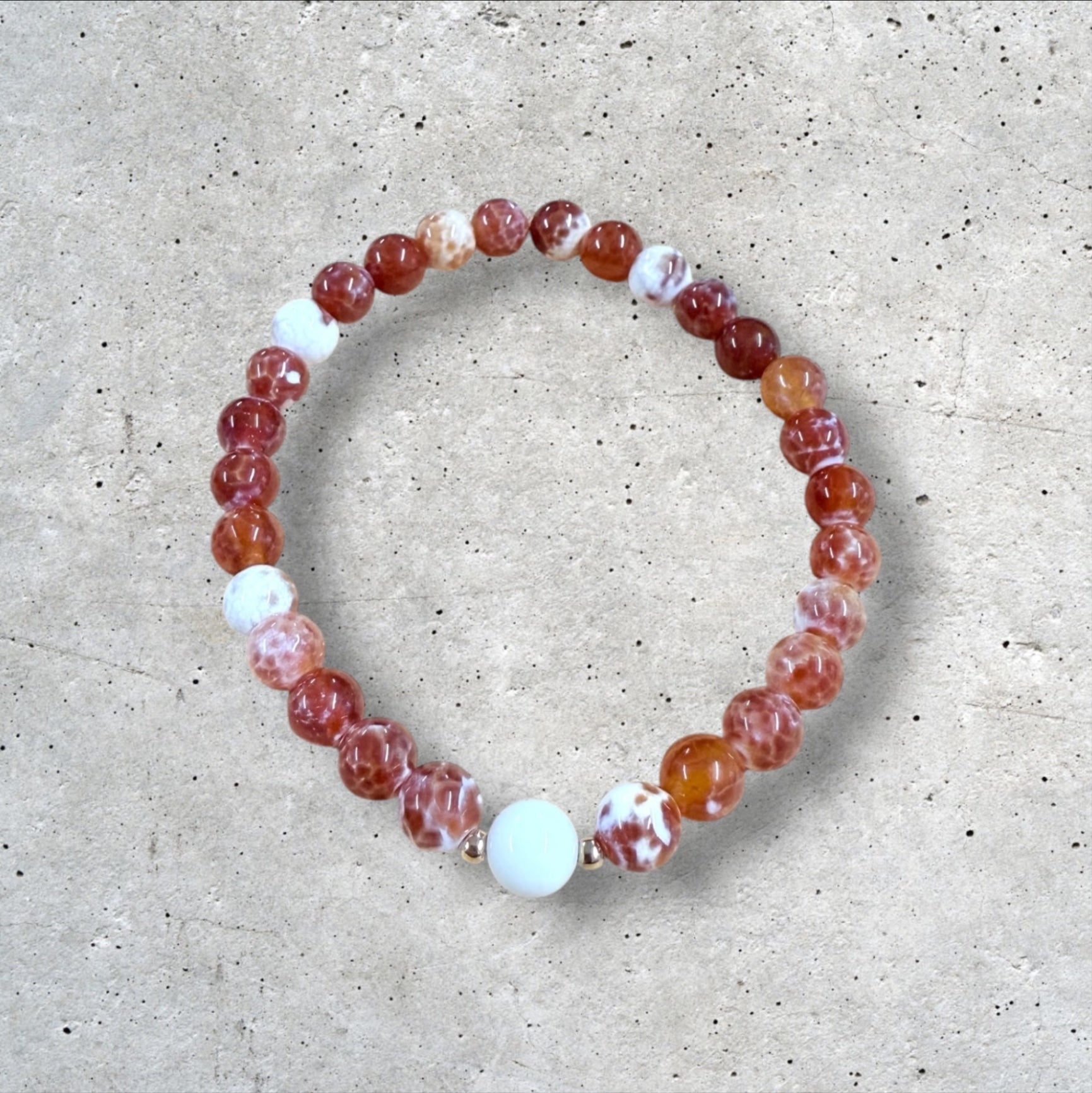 Orange and White Mixed Beaded Bracelet