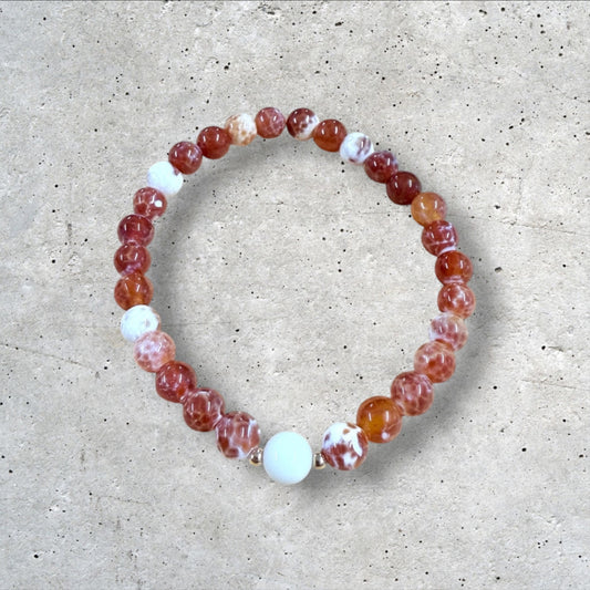 Orange and White Mixed Beaded Bracelet