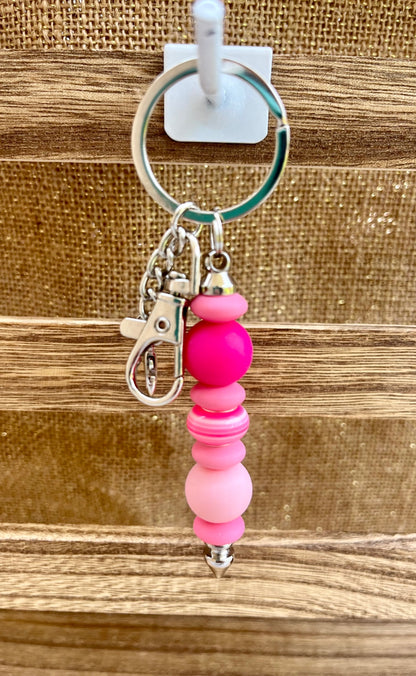 Color Burst Pink Silicone Bead Keychain