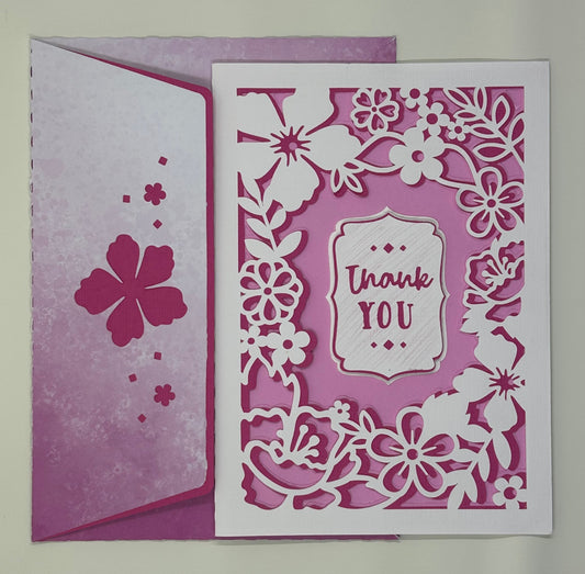 Pink Thank You Card with Matching Envelope