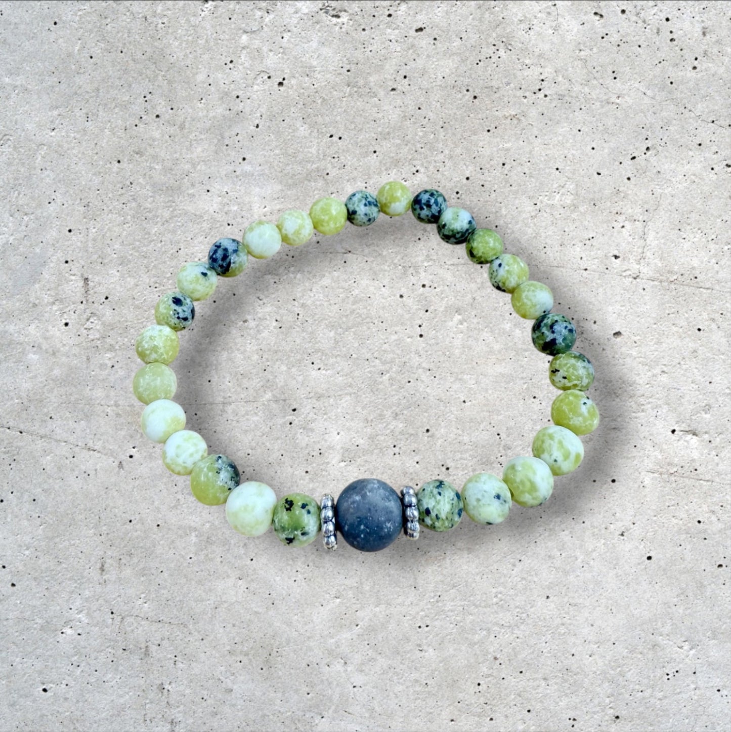 Green Blue Gray Beaded Bracelet