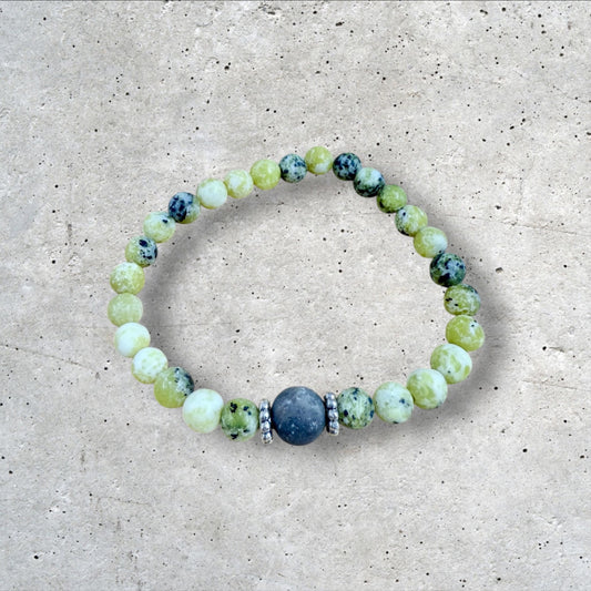 Green Blue Gray Beaded Bracelet