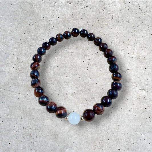 Dark Brown Beaded Bracelet with White Accent