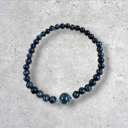 Dark Green Marbled Stone Bead Bracelet