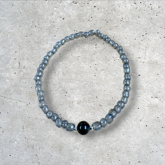 Shimmery Gray Seed Bead Bracelet
