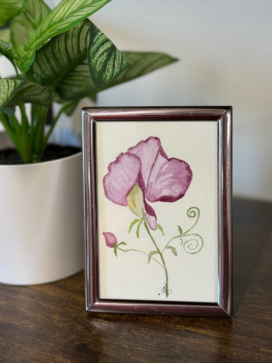 Purple Floral Watercolor Framed Painting