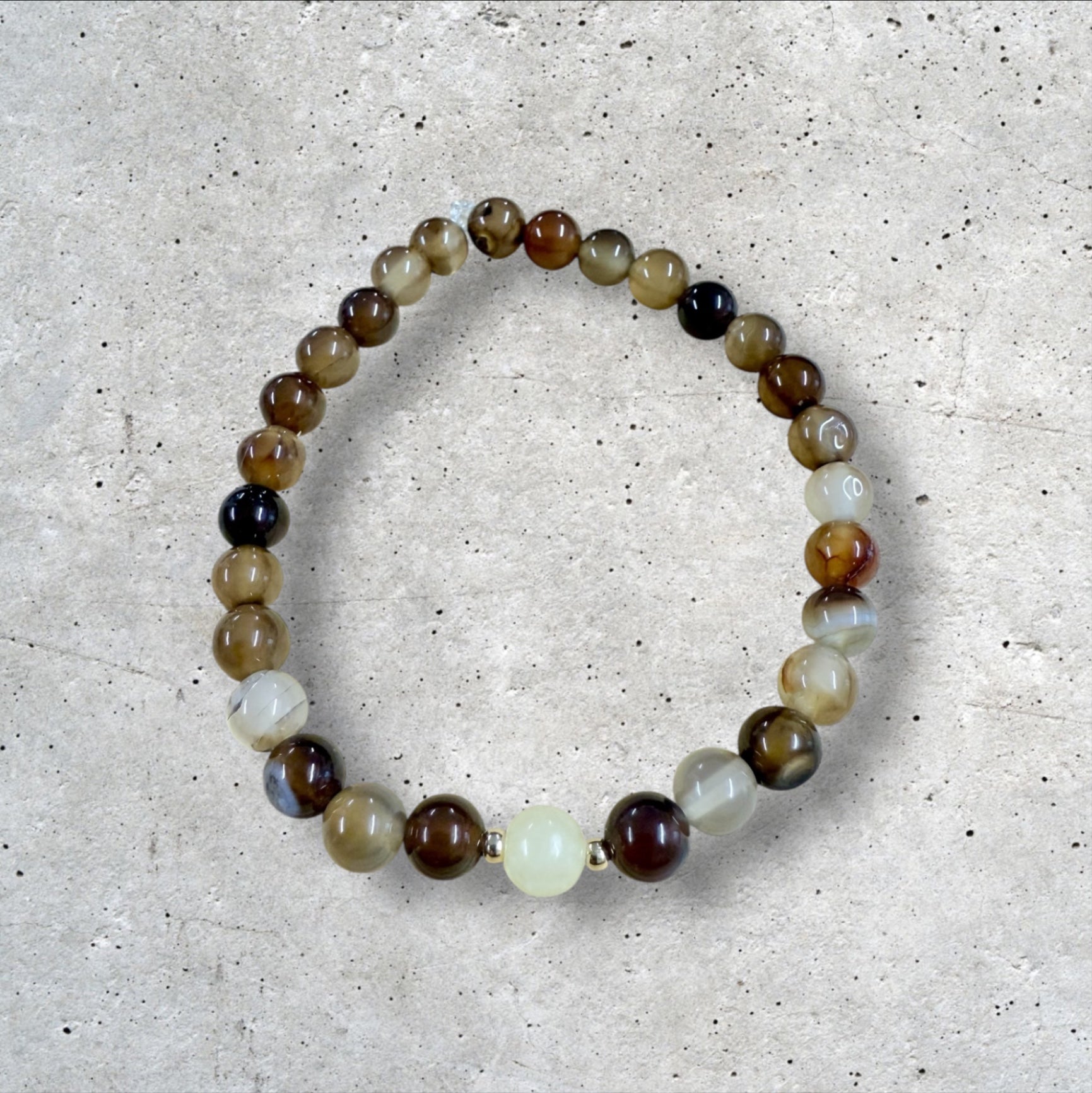 Earthy Tone Agate Stone Beaded Bracelet