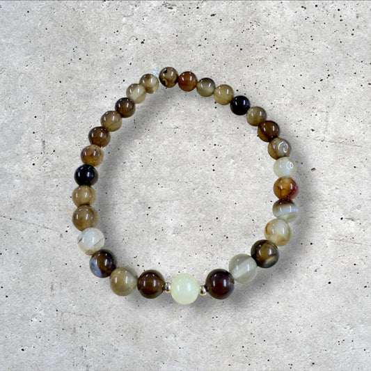 Earthy Tone Agate Stone Beaded Bracelet