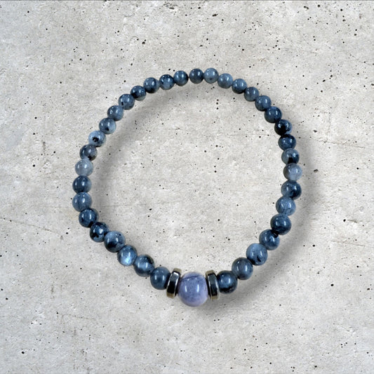 Gray Marbled Stone Bead Bracelet
