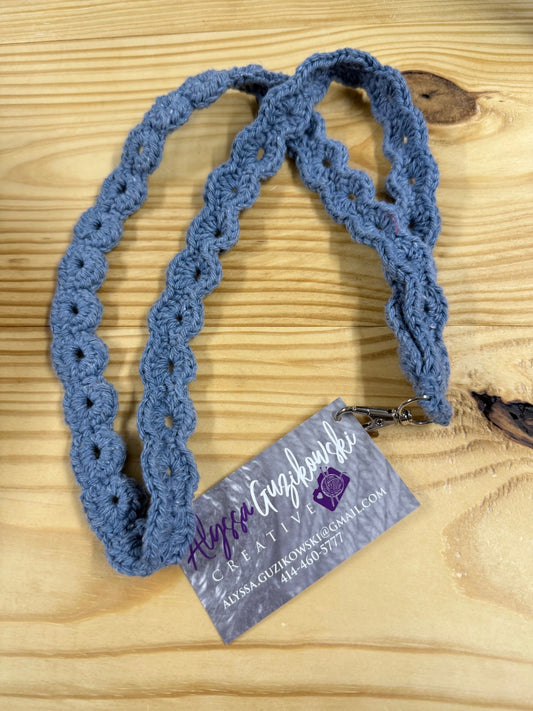 05 - Blue Crochet Lanyard