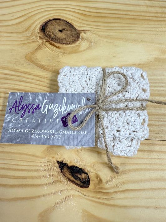 05 - White Crochet Cotton Dish Cloth