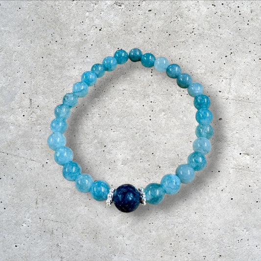 Blue Beaded Bracelet with Deep Blue Accent