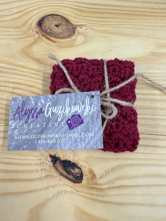 05 - Maroon Crochet Cotton Dish Cloth