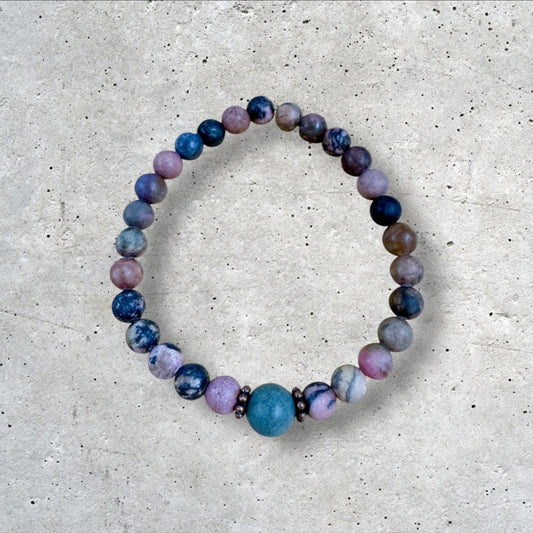Blue Purple Mixed Stone Bead Bracelet