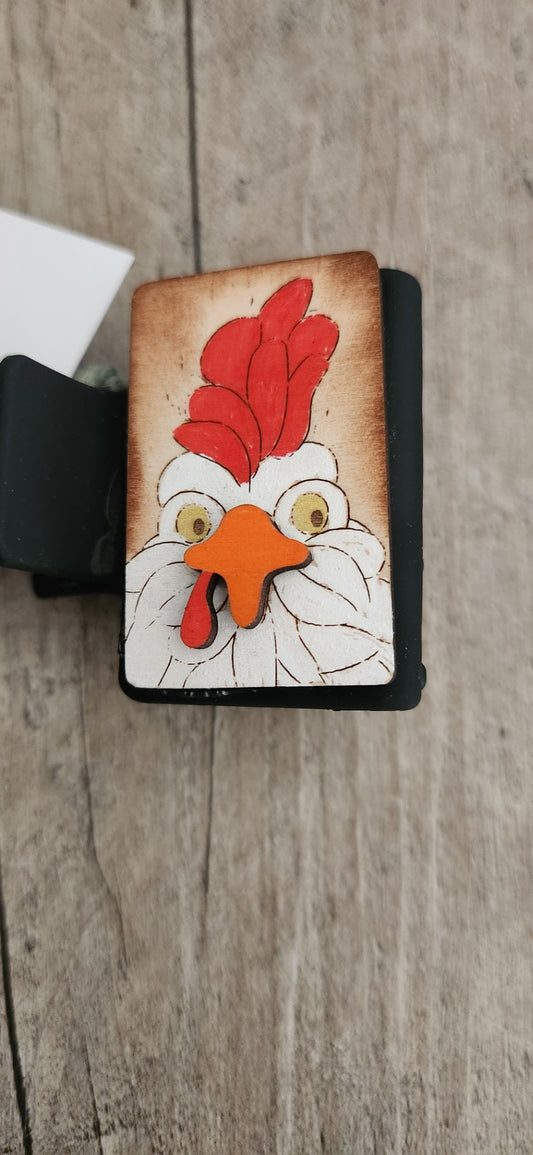 Small Hand-Painted Engraved Wood White Chicken Claw Hair Clip 