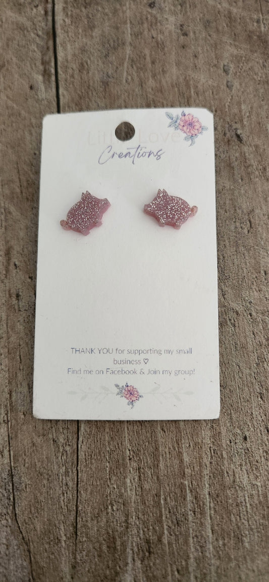 Acrylic Pig Stud Earrings 