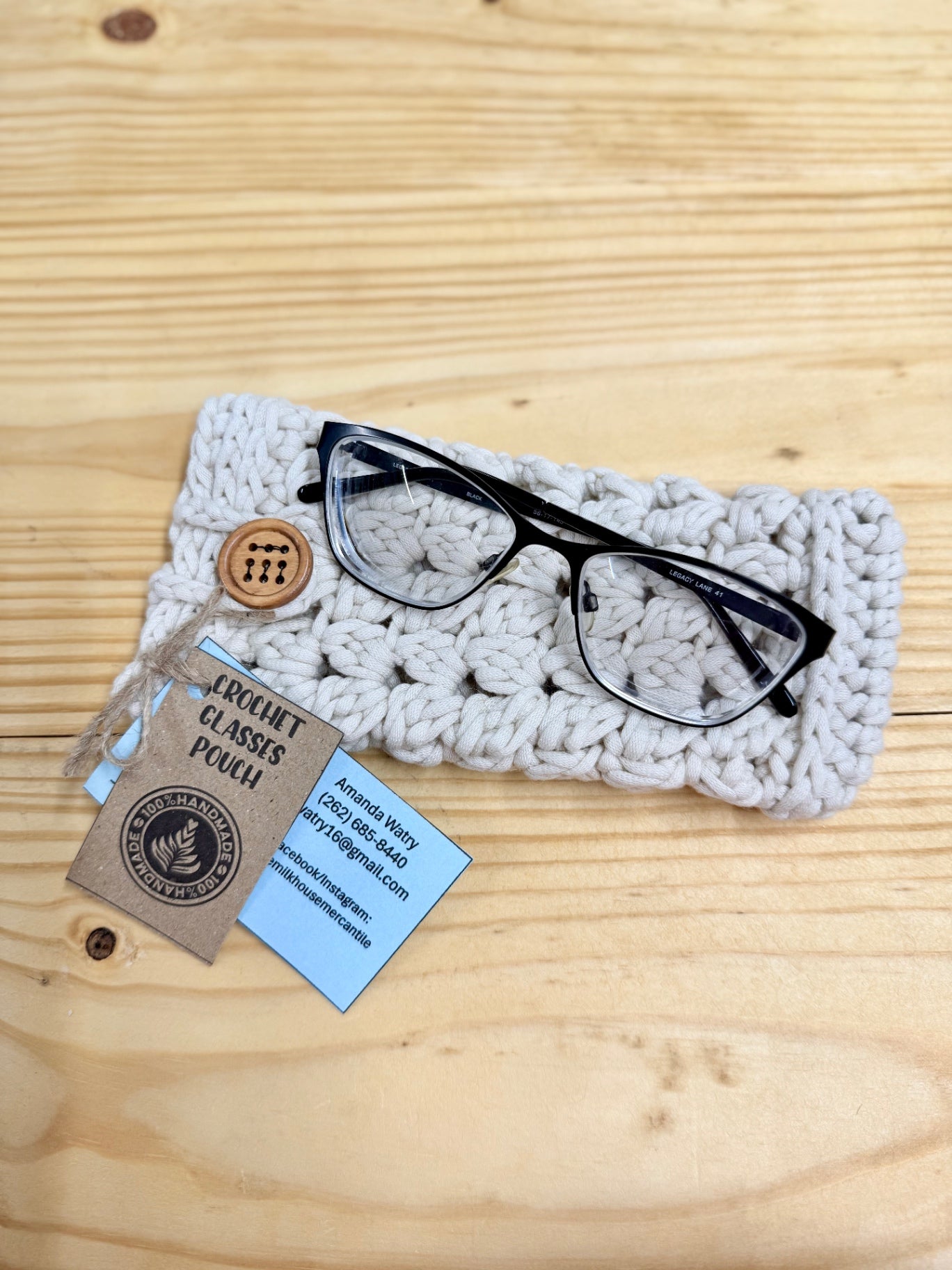 Crochet Eye Glasses Pouch White