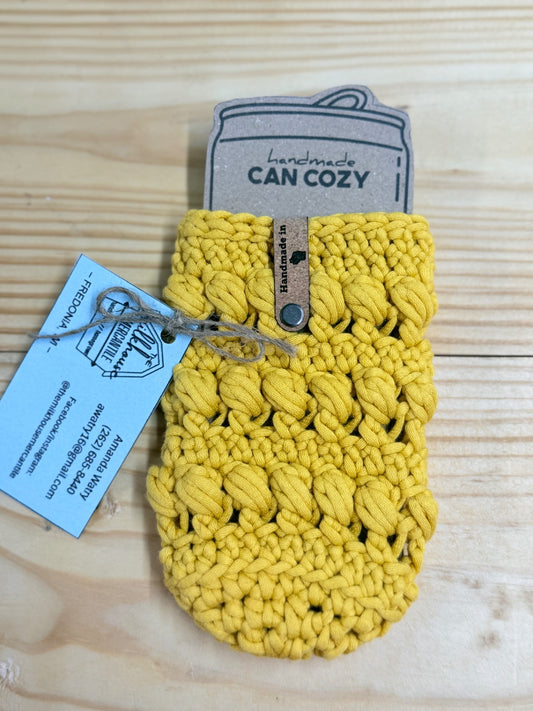 Yellow Crochet Skinny Can Cozy