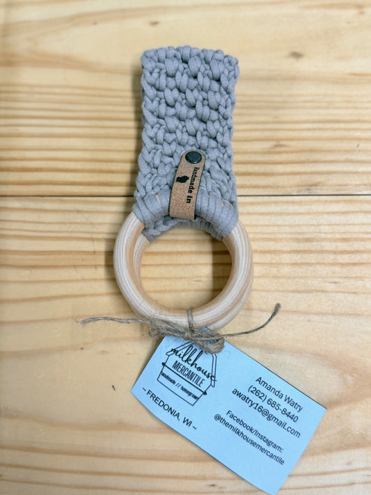 Gray Crochet Towel Holder