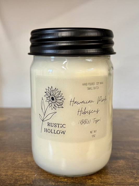 Hawaiian Pink Hibiscus (BBW Type) 12oz Mason Jar Candle 