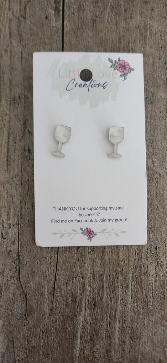 Acrylic Pearl Wine Glass Stud Earring 