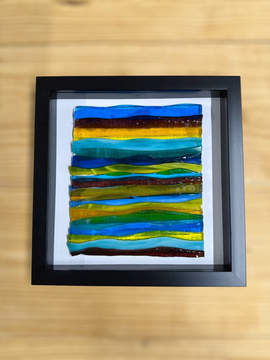 Framed Waved Fused Glass Wall Art 8x8