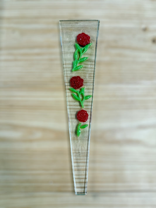 Glass Rose Floral Plant Stake