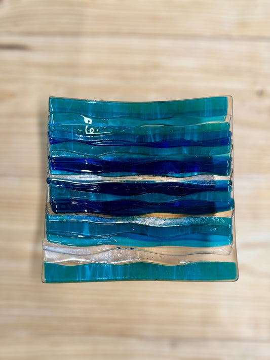 Fused Glass Wave Plate Teal