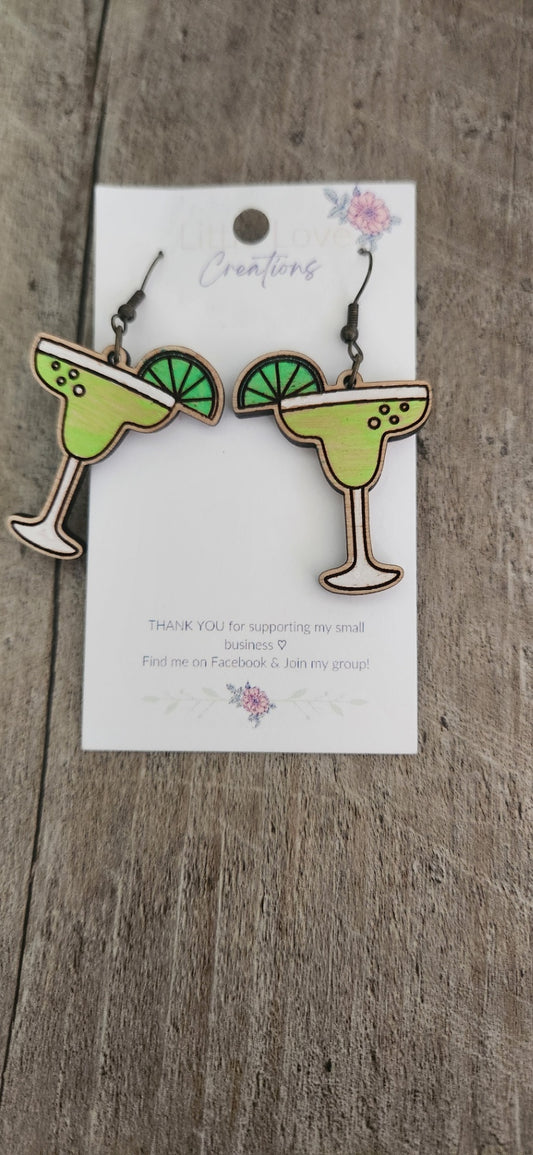 Wood Margarita Dangle Earrings 