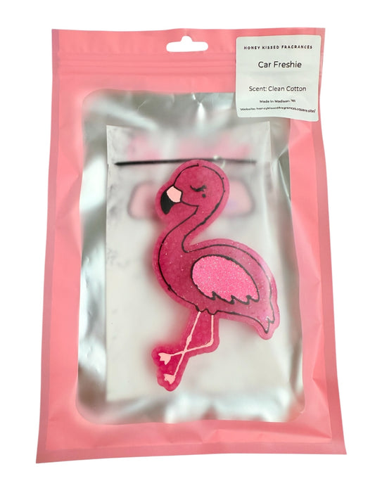 Flamingo Car Freshie - Clean Cotton