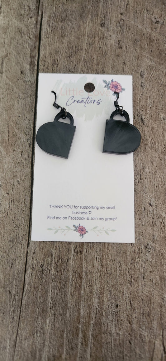 Acrylic Black Coffee Cup Dangle Earrings