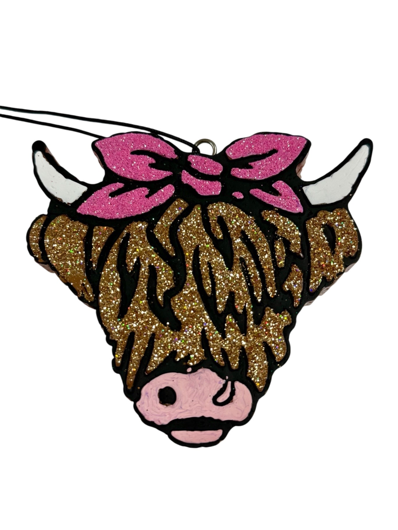Highland Cow with Bow Car Freshie - Clean Cotton
