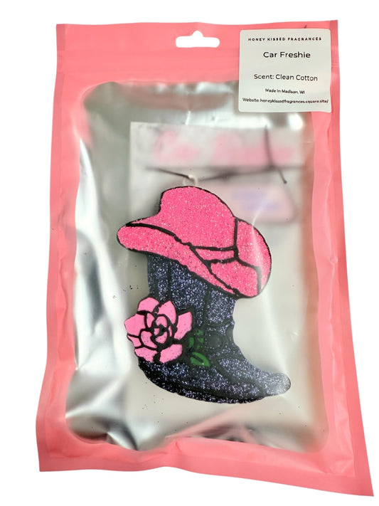 Cowgirl Boots Car Freshie - Clean Cotton