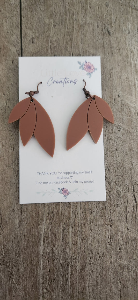 Acrylic Terracotta Leaf Dangle Earring 