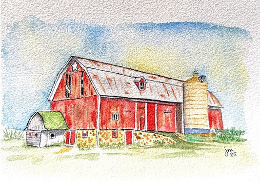 Red Barn with Chicken Coop