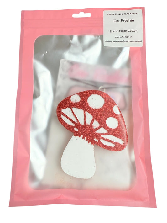 Mushroom Car Freshie - Clean Cotton
