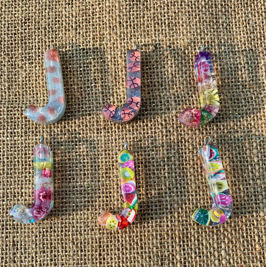017 - Resin Letter "J" Charms for Keychains