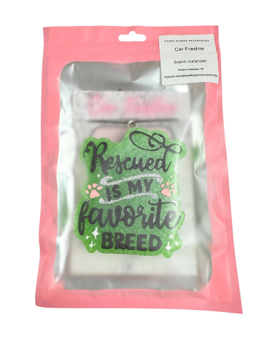"Rescued Is My Favorite Breed" Car Freshie - Icelander