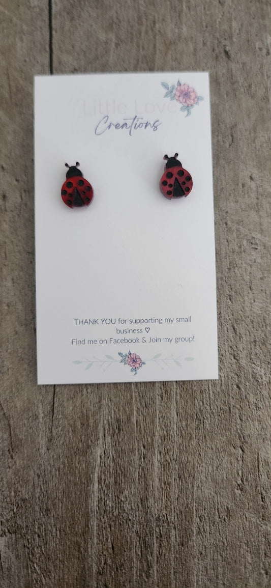 Acrylic Ladybug Stud Earrings 