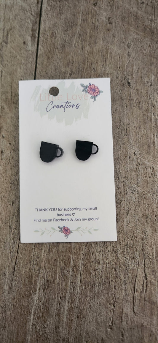 Acrylic Black Coffee Cup Stud Earring 