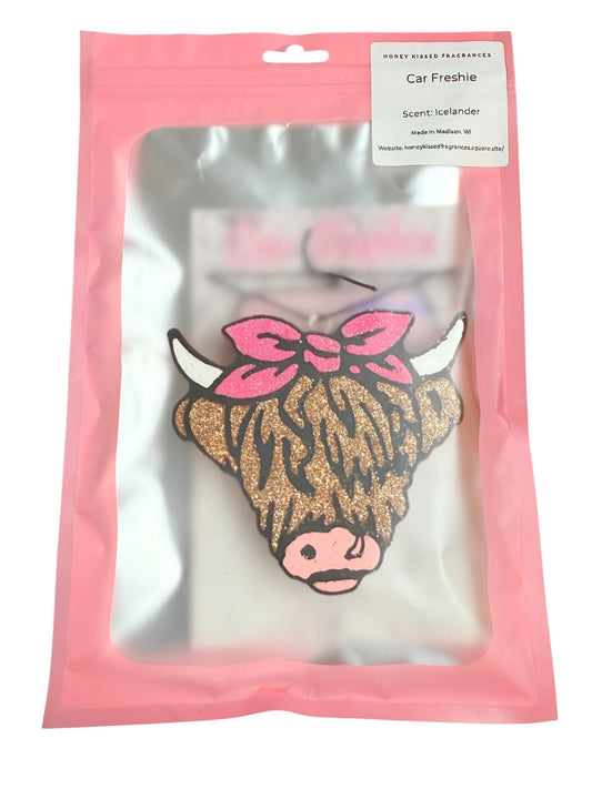 Highland Cow with Bow Car Freshie - Icelander