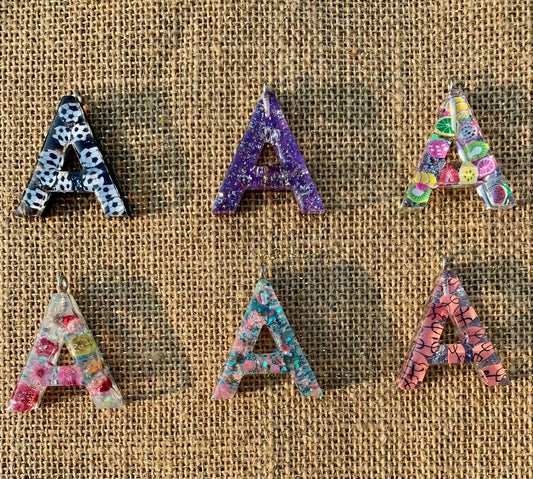 017 - Resin Letter "A" Charms for Keychains