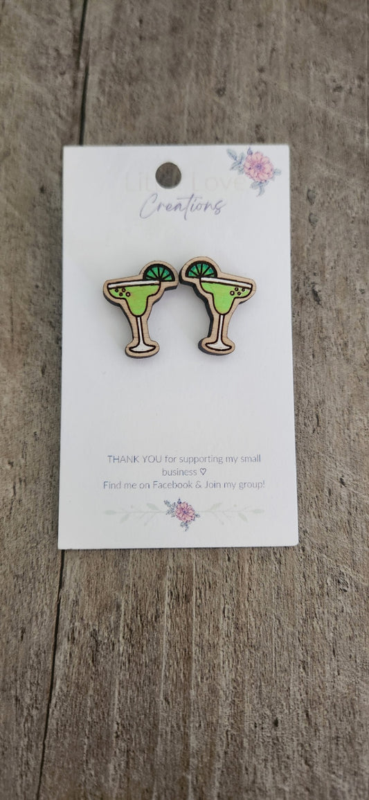 Wood Margarita Stud Earrings