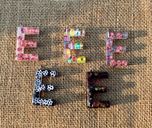 017 - Resin Letter "E" Charms for Keychains