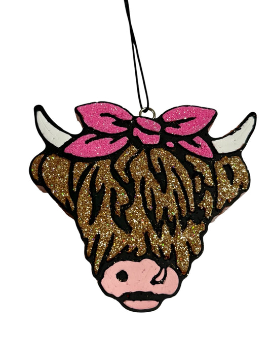 Highland Cow with Bow Car Freshie - Icelander